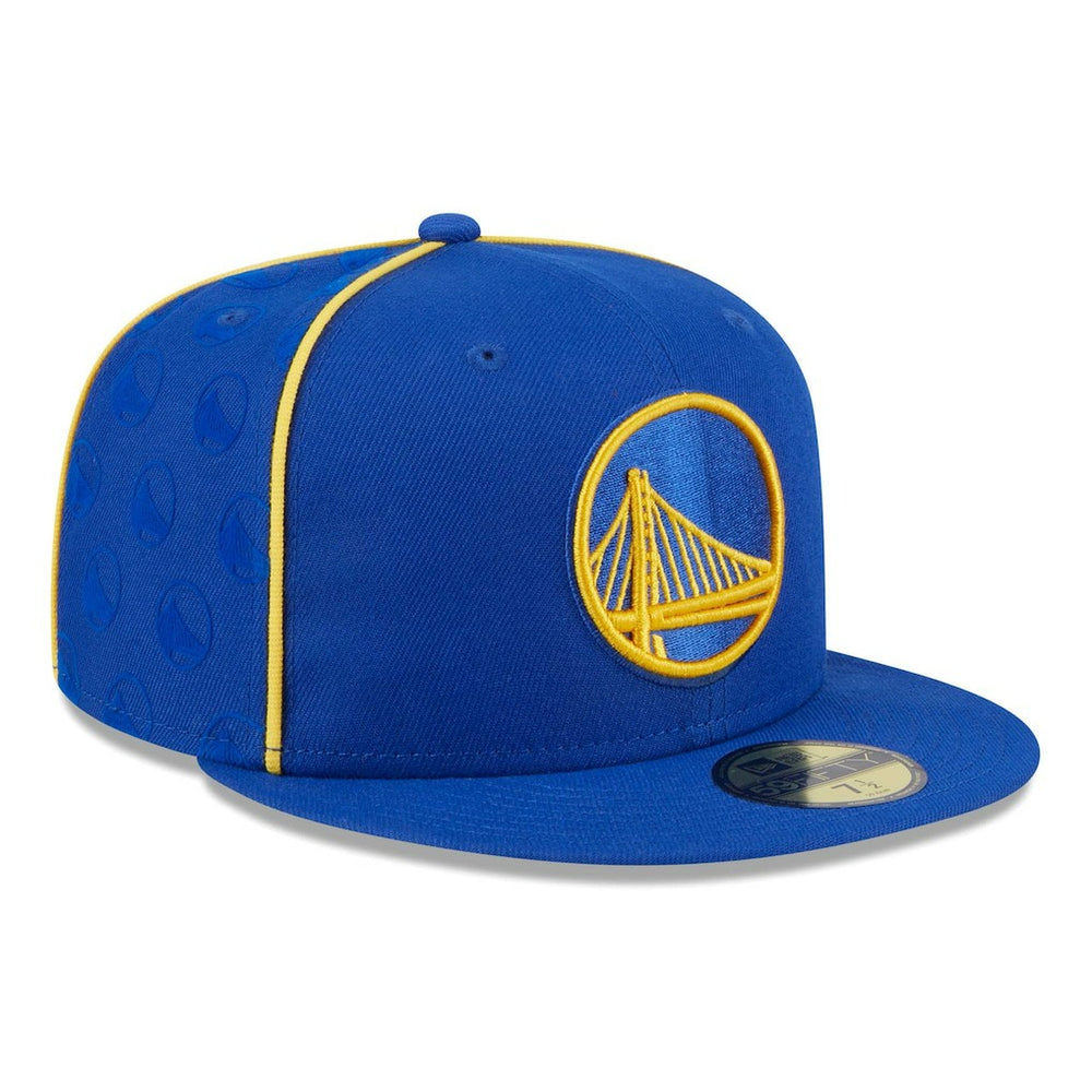 New Era Golden State Warriors Piped & Flocked 59Fifty Fitted Hat Royal