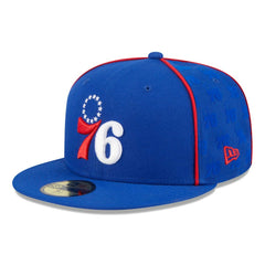 New Era Philadelphia 76ers Piped & Flocked 59Fifty Fitted Hat Royal
