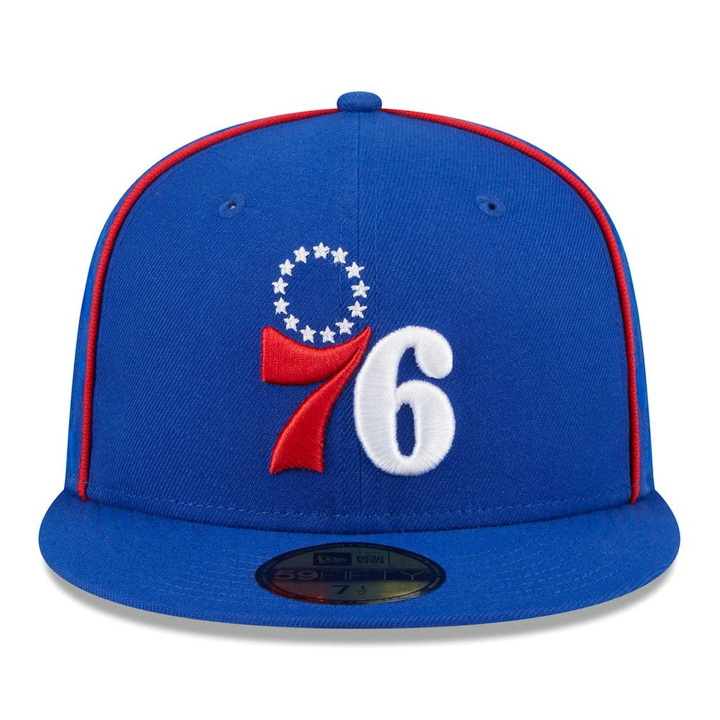 New Era Philadelphia 76ers Piped & Flocked 59Fifty Fitted Hat Royal