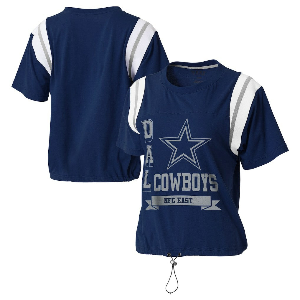 Dallas Cowboys WEAR by Erin Andrews Women's Cinched Colorblock T-Shirt - Navy - NFL