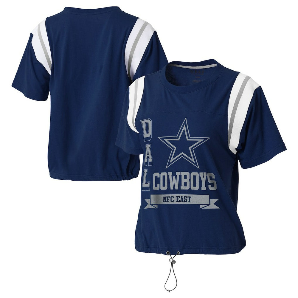 Dallas Cowboys WEAR by Erin Andrews Women's Cinched Colorblock T-Shirt - Navy - NFL