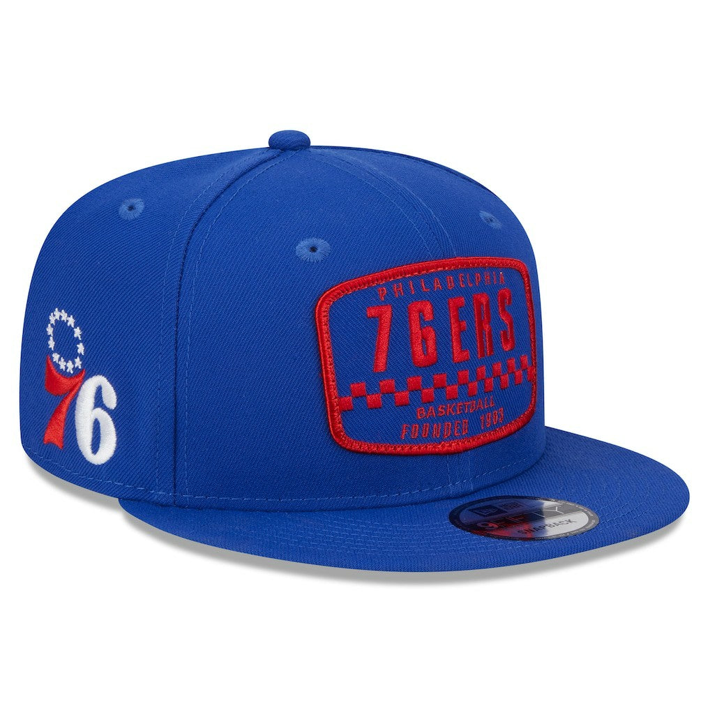 New Era Philadelphia 76ers Rally Drive Finish Line Patch 9FIFTY Snapback Hat Royal