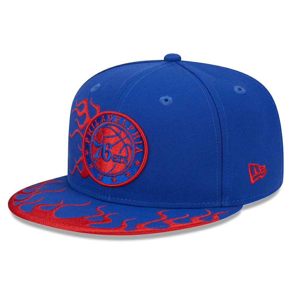 New Era Philadelphia 76ers Rally Drive Flames 9FIFTY Snapback Hat Royal