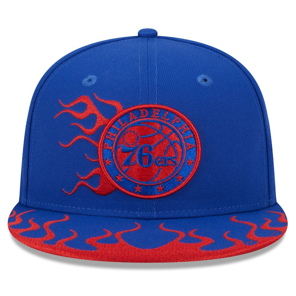 New Era Philadelphia 76ers Rally Drive Flames 9FIFTY Snapback Hat Royal