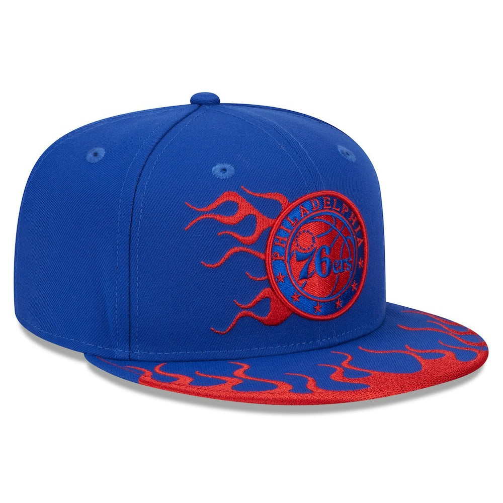 New Era Philadelphia 76ers Rally Drive Flames 9FIFTY Snapback Hat Royal
