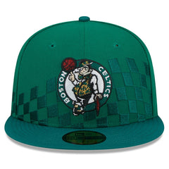 New Era Boston Celtics Rally Drive Checkerboard 59FIFTY Crown Fitted Hat Kelly Green