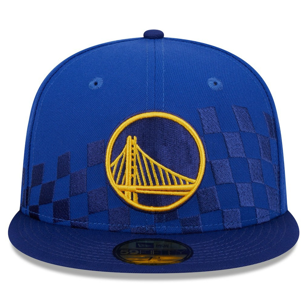 New Era Golden State Warriors Rally Drive Checkerboard 59FIFTY Crown Fitted Hat Royal