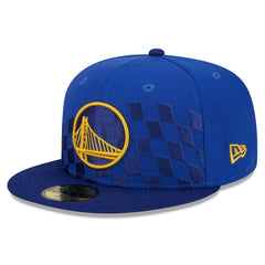 New Era Golden State Warriors Rally Drive Checkerboard 59FIFTY Crown Fitted Hat Royal