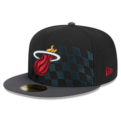 New Era Miami Heat Rally Drive Checkerboard 59FIFTY Crown Fitted Hat Black