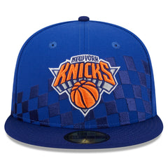 New Era New York Knicks Rally Drive Checkerboard 59FIFTY Crown Fitted Hat Blue