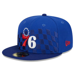 New Era Philadelphia 76ers Rally Drive Checkerboard 59FIFTY Crown Fitted Hat Royal