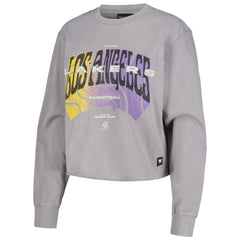 Los Angeles Lakers The Wild Collective Women's Band Cropped Long Sleeve T-Shirt Gray