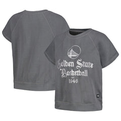 Golden State Warriors The Wild Collective Women's Embroidered Fleece Raglan Short Sleeve Pullover Sweatshirt Gray