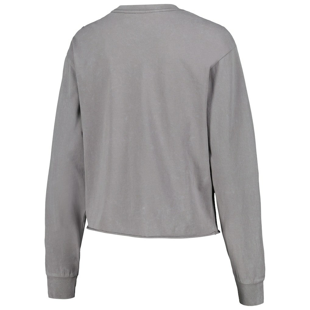 Chicago Bulls The Wild Collective Women's Band Cropped Long Sleeve T-Shirt Gray