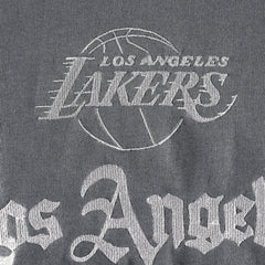 Los Angeles Lakers The Wild Collective Women's Embroidered Fleece Raglan Short Sleeve Pullover Sweatshirt Gray