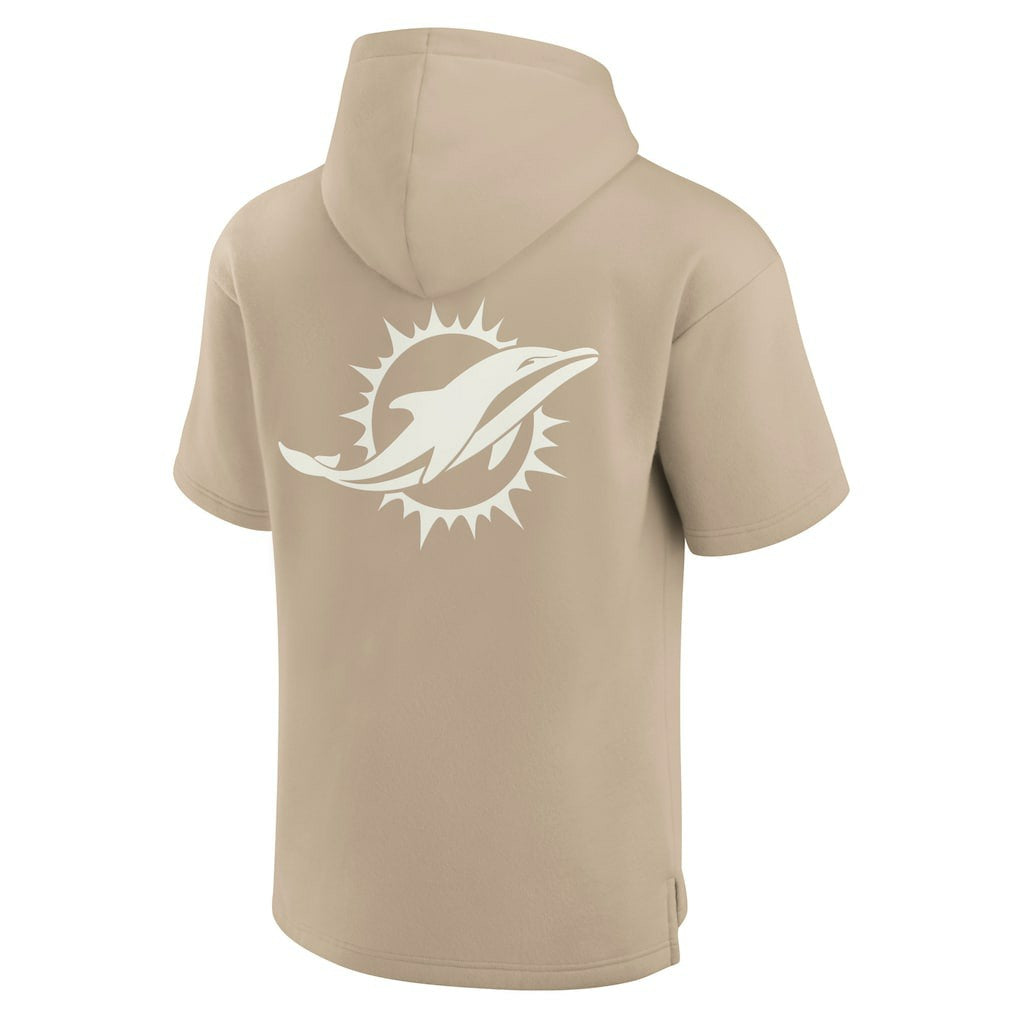 Miami Dolphins Unisex Elements Super Soft Fleece Short Sleeve Pullover Hoodie - Khaki - Fanatics