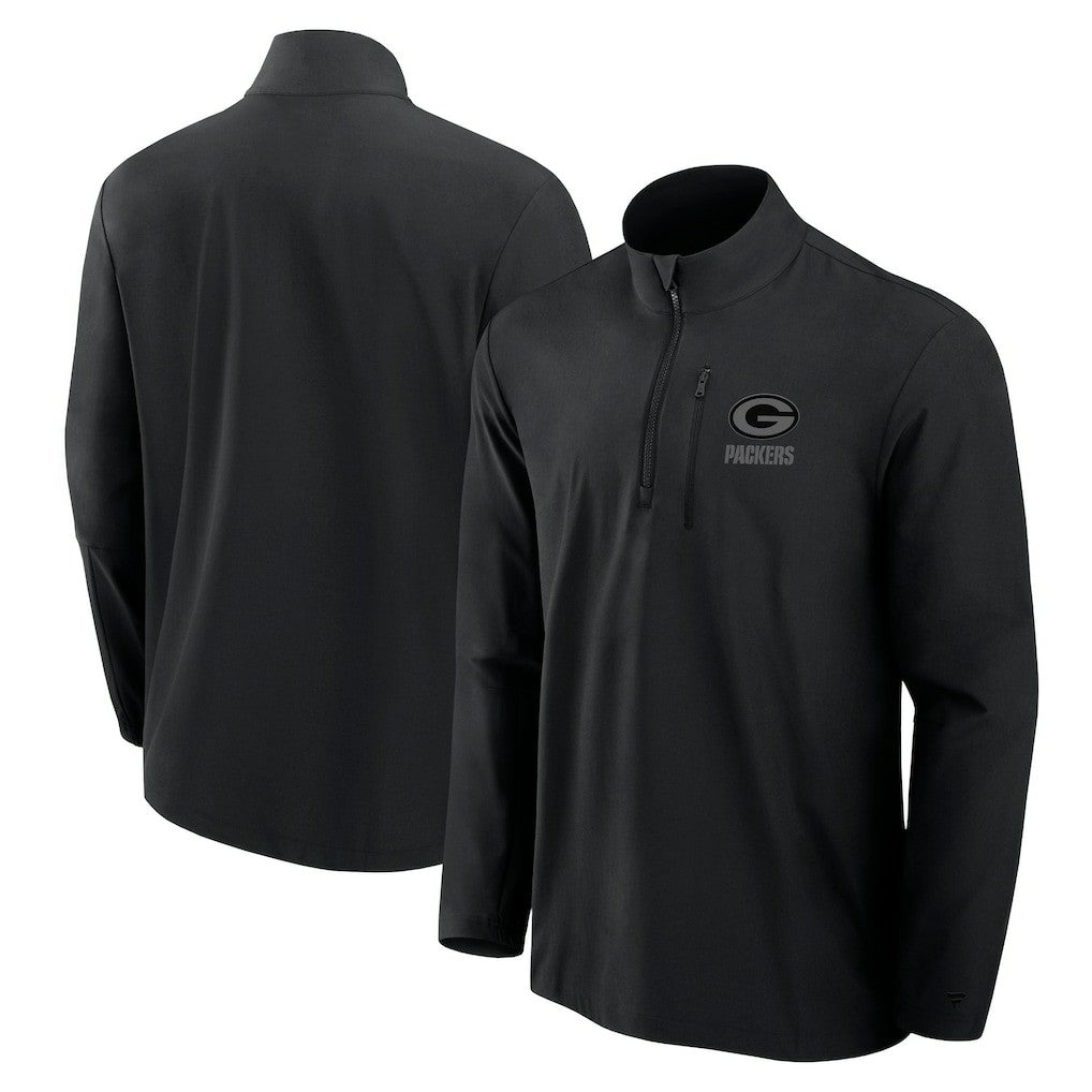 Green Bay Packers Front Office Micro Tonal Quarter-Zip Pullover - Black - Fanatics