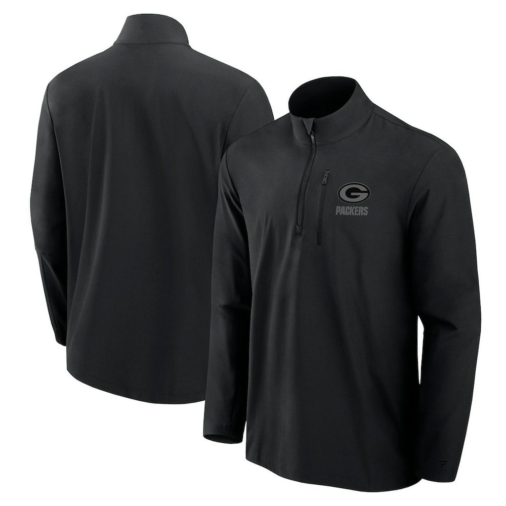 Green Bay Packers Front Office Micro Tonal Quarter-Zip Pullover - Black - Fanatics