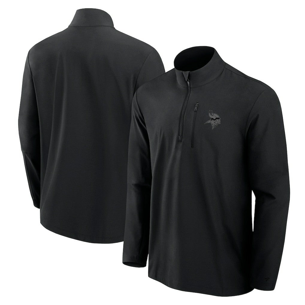 Minnesota Vikings Front Office Micro Tonal Quarter-Zip Pullover - Black - Fanatics