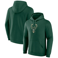 Fanatics Milwaukee Bucks Primary Logo Pullover Hoodie Hunter Green