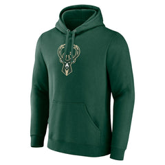 Fanatics Milwaukee Bucks Primary Logo Pullover Hoodie Hunter Green