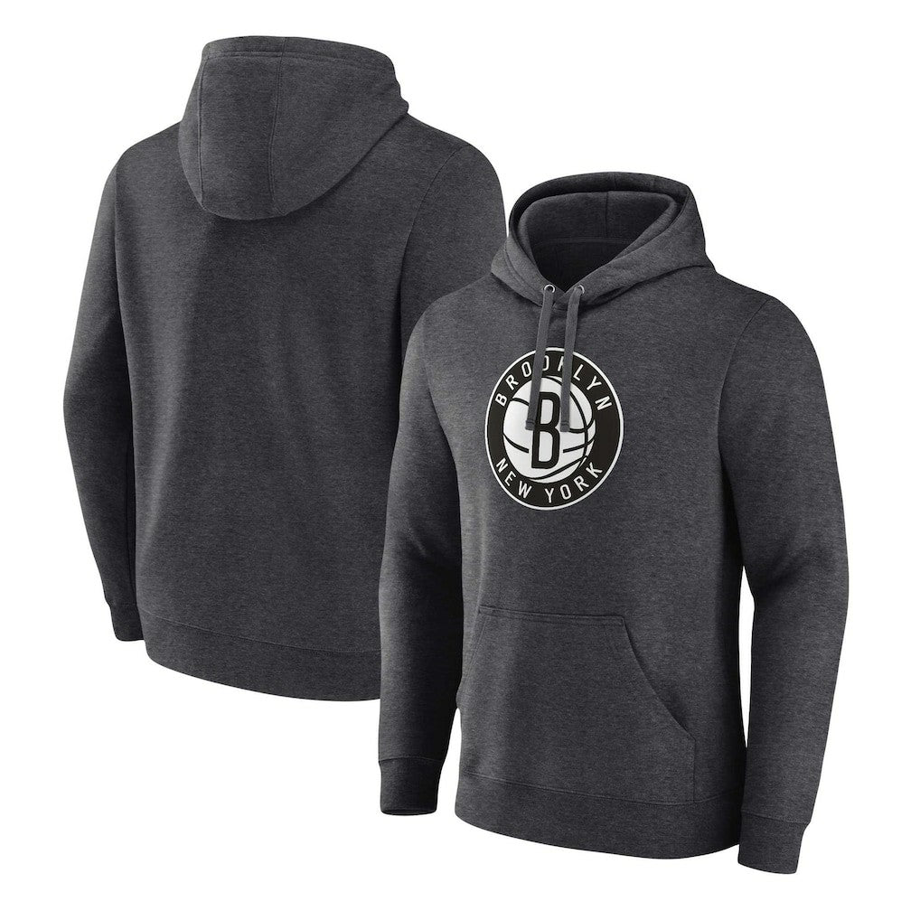 Fanatics Brooklyn Nets Primary Logo Pullover Hoodie Heather Charcoal
