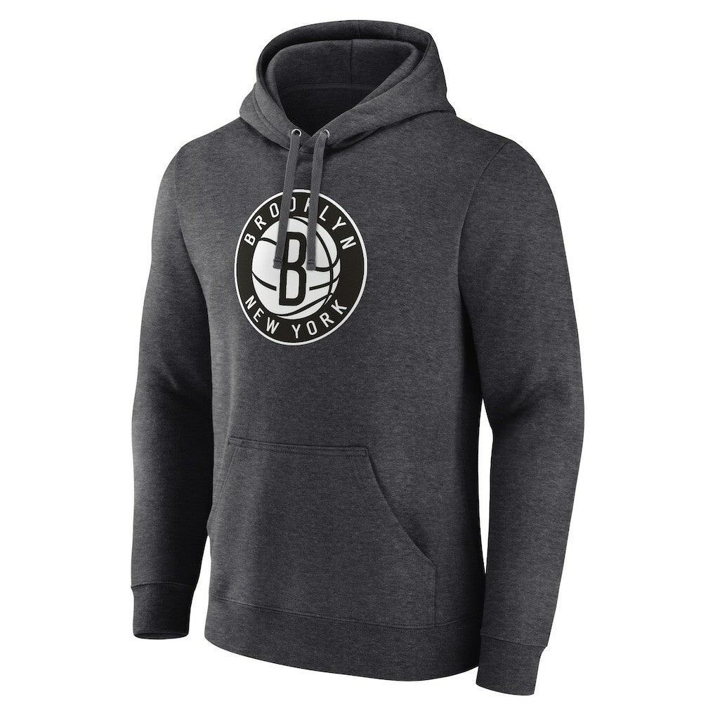 Fanatics Brooklyn Nets Primary Logo Pullover Hoodie Heather Charcoal