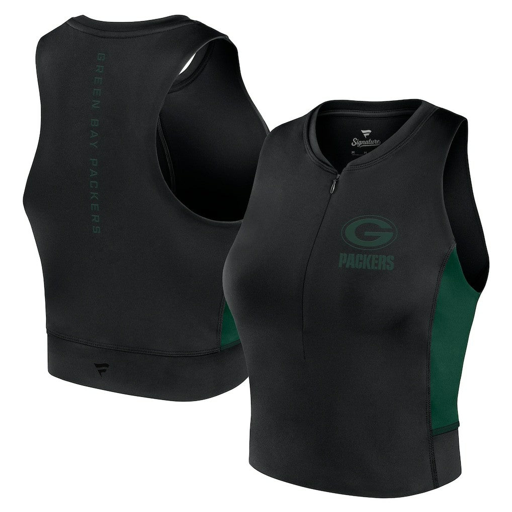 Green Bay Packers Women's Studio Fitted Gym Tank Top - Black - Fanatics