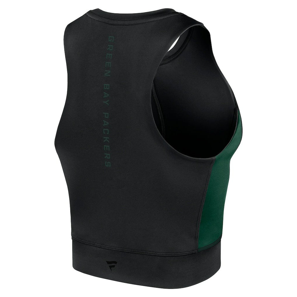 Green Bay Packers Women's Studio Fitted Gym Tank Top - Black - Fanatics