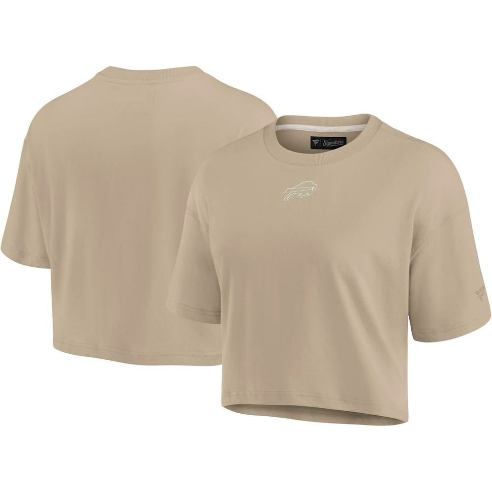 Buffalo Bills Women's Elements Super Soft Boxy Cropped T-Shirt - Khaki - Fanatics