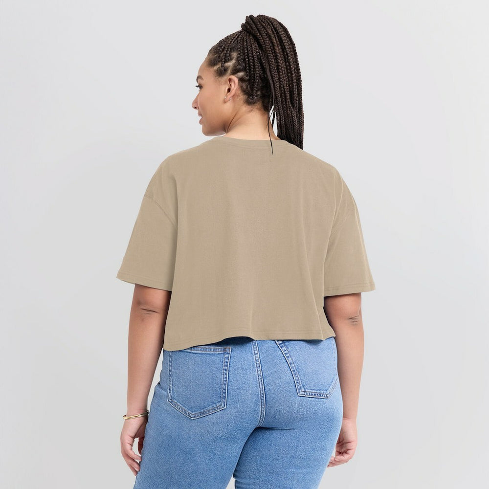 Cincinnati Bengals Women's Elements Super Soft Boxy Cropped T-Shirt - Khaki - Fanatics