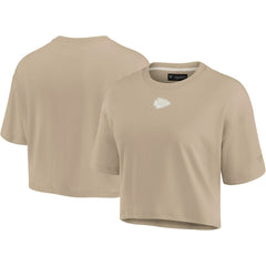 Kansas City Chiefs Women's Elements Super Soft Boxy Cropped T-Shirt - Khaki - Fanatics