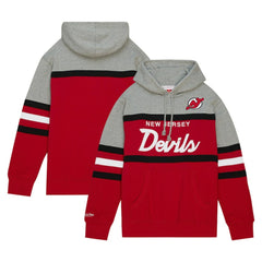 New Jersey Devils Head Coach Pullover Hoodie - Red/Gray | NHL Lifestyle
