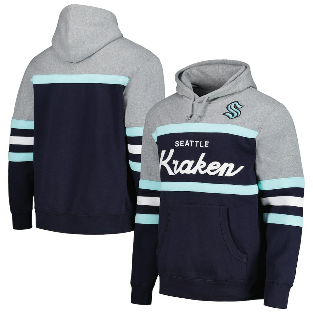 Seattle Kraken Head Coach Pullover Hoodie - Deep Sea Blue/Gray | NHL on sale