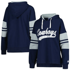 Dallas Cowboys Starter Women's Bump And Run Long Sleeve Hoodie T-Shirt - Navy - NFL