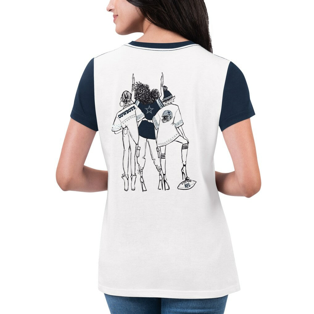 Dallas Cowboys G-III 4Her by Carl Banks Women's Fashion Illustration T-Shirt - White/Navy - NFL