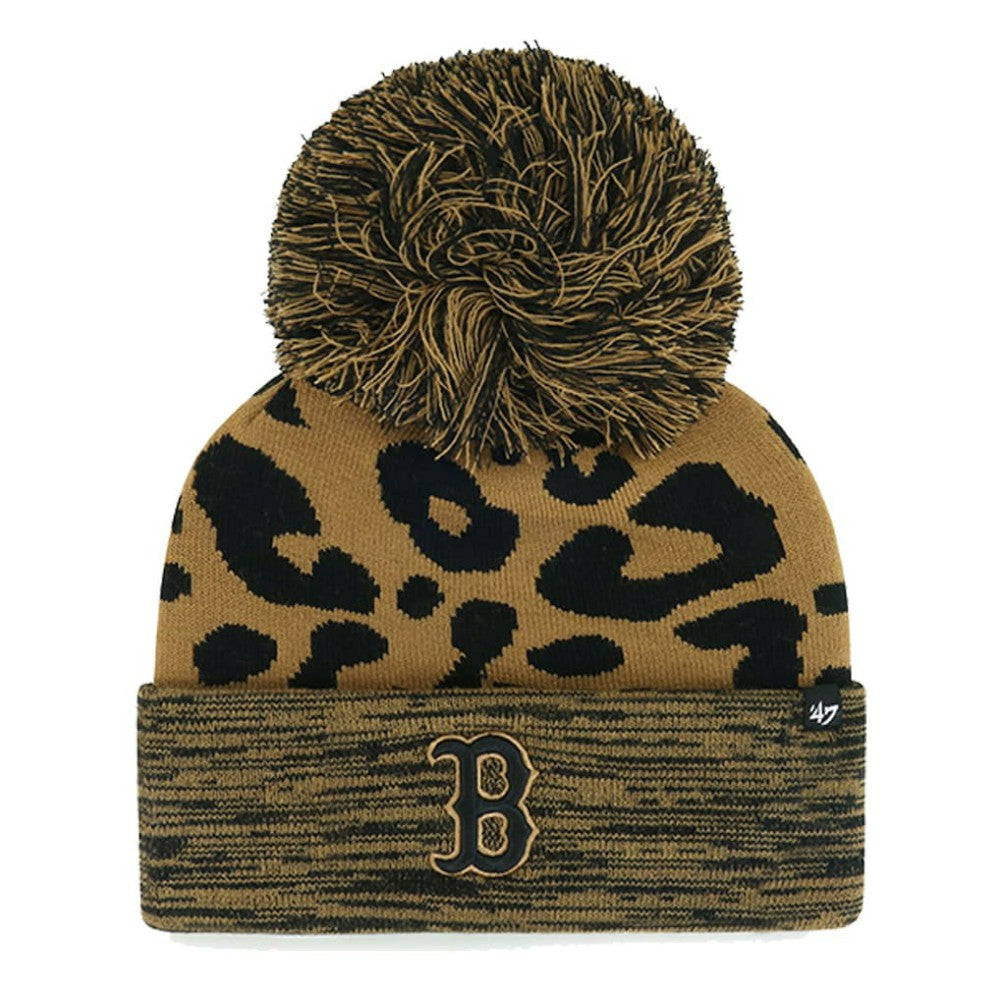 Boston Red Sox '47 Women's Leopard Rosette Cuffed Knit Hat with Pom Online