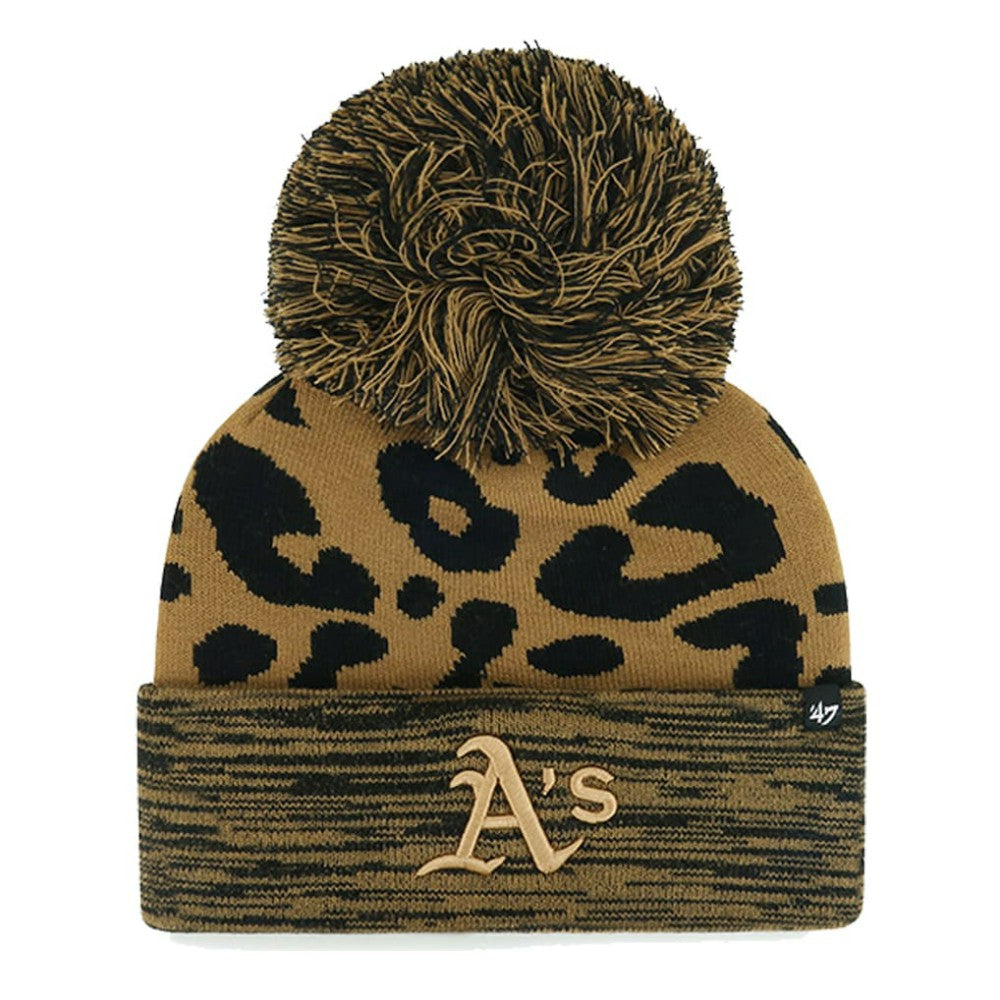 Athletics '47 Women's Leopard Rosette Cuffed Knit Hat with Pom Outlet