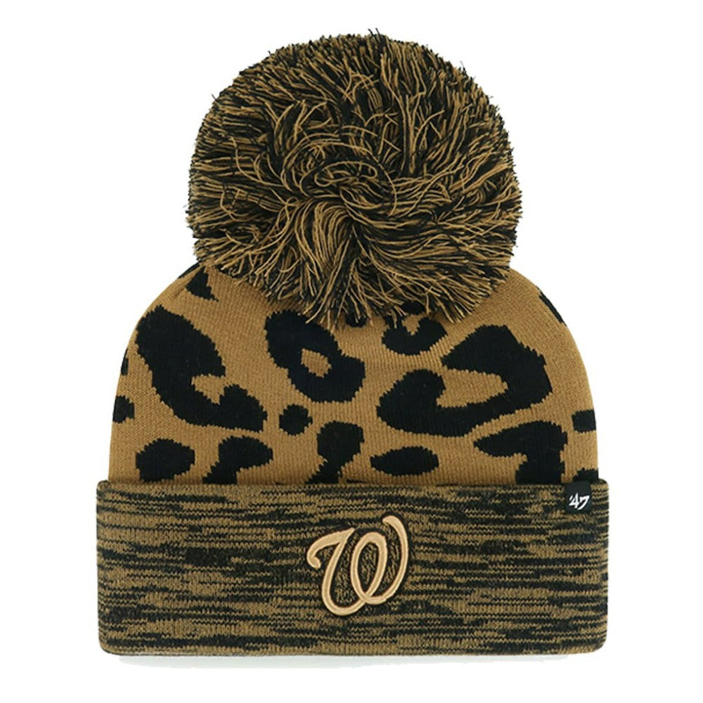 Washington Nationals '47 Women's Leopard Rosette Cuffed Knit Hat with Pom Discount
