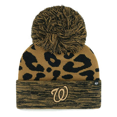 Washington Nationals '47 Women's Leopard Rosette Cuffed Knit Hat with Pom Discount