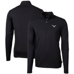 Philadelphia Eagles Cutter & Buck Gridiron Classics Big & Tall Virtue Eco Pique Recycled Quarter-Zip Pullover Top - Black - NFL