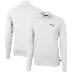 Philadelphia Eagles Cutter & Buck Gridiron Classics Big & Tall Virtue Eco Pique Recycled Quarter-Zip Pullover Top - White - NFL