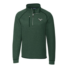 Philadelphia Eagles Cutter & Buck Gridiron Classics Big & Tall Mainsail Sweater-Knit Half-Zip Pullover Jacket - Heather Green - NFL