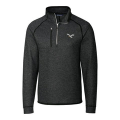 Philadelphia Eagles Cutter & Buck Gridiron Classics Big & Tall Mainsail Sweater-Knit Half-Zip Pullover Jacket - Heather Gray - NFL