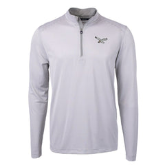 Philadelphia Eagles Cutter & Buck Gridiron Classics Big & Tall Virtue Eco Pique Micro Stripe Recycled Quarter-Zip Pullover Top - White - NFL