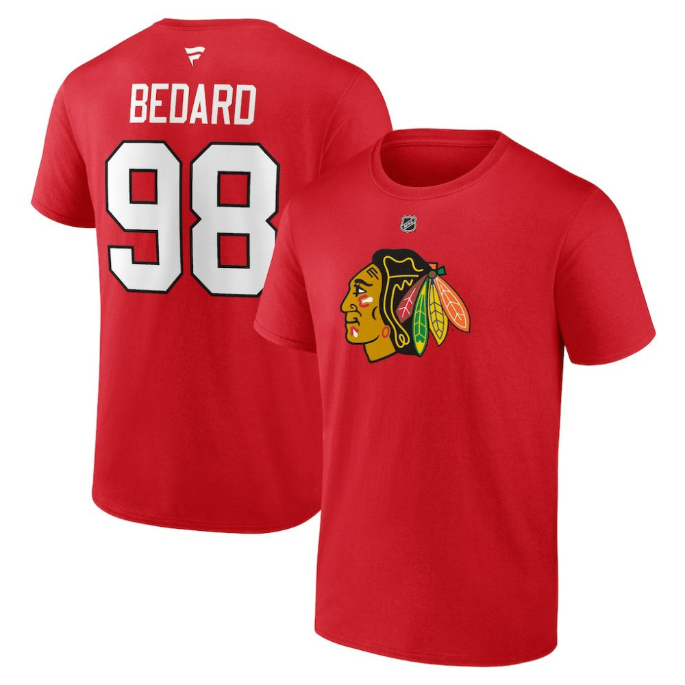 Connor Bedard Chicago Blackhawks Fanatics Authentic Stack Name & Number T-Shirt - Red | Fanatics Clearance