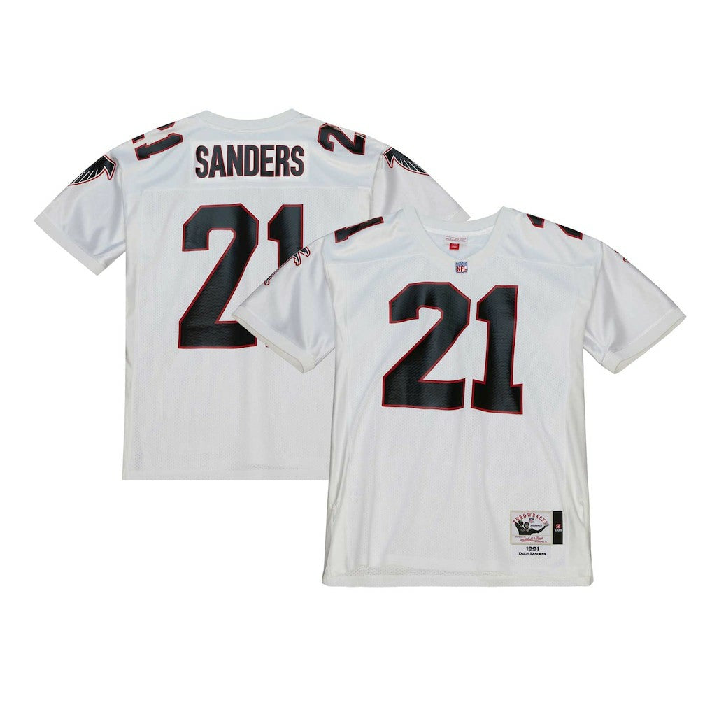 Deion Sanders Atlanta Falcons 1991 Authentic Throwback Retired Player Jersey - White - Mitchell & Ness