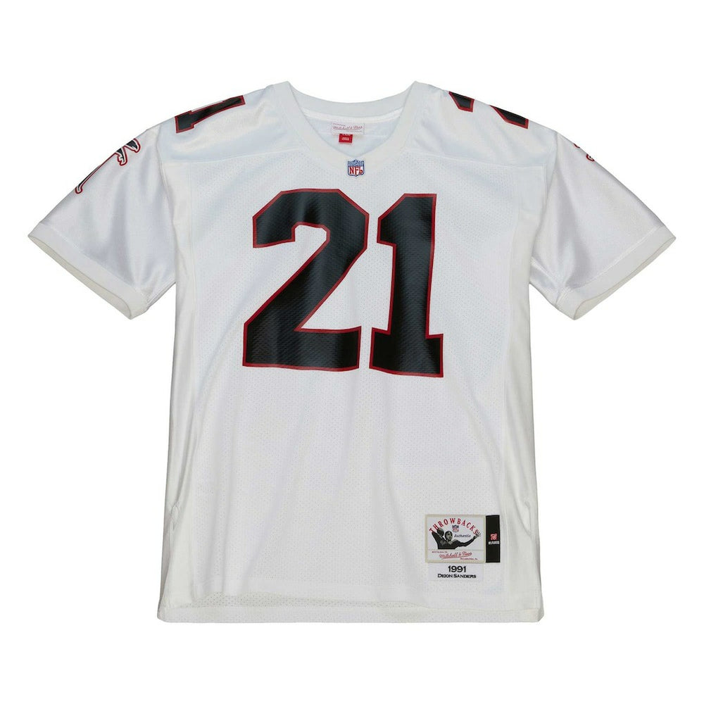 Deion Sanders Atlanta Falcons 1991 Authentic Throwback Retired Player Jersey - White - Mitchell & Ness