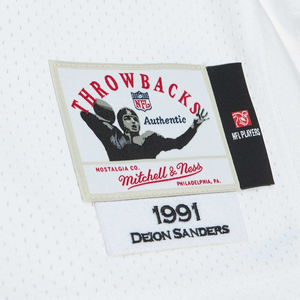 Deion Sanders Atlanta Falcons 1991 Authentic Throwback Retired Player Jersey - White - Mitchell & Ness