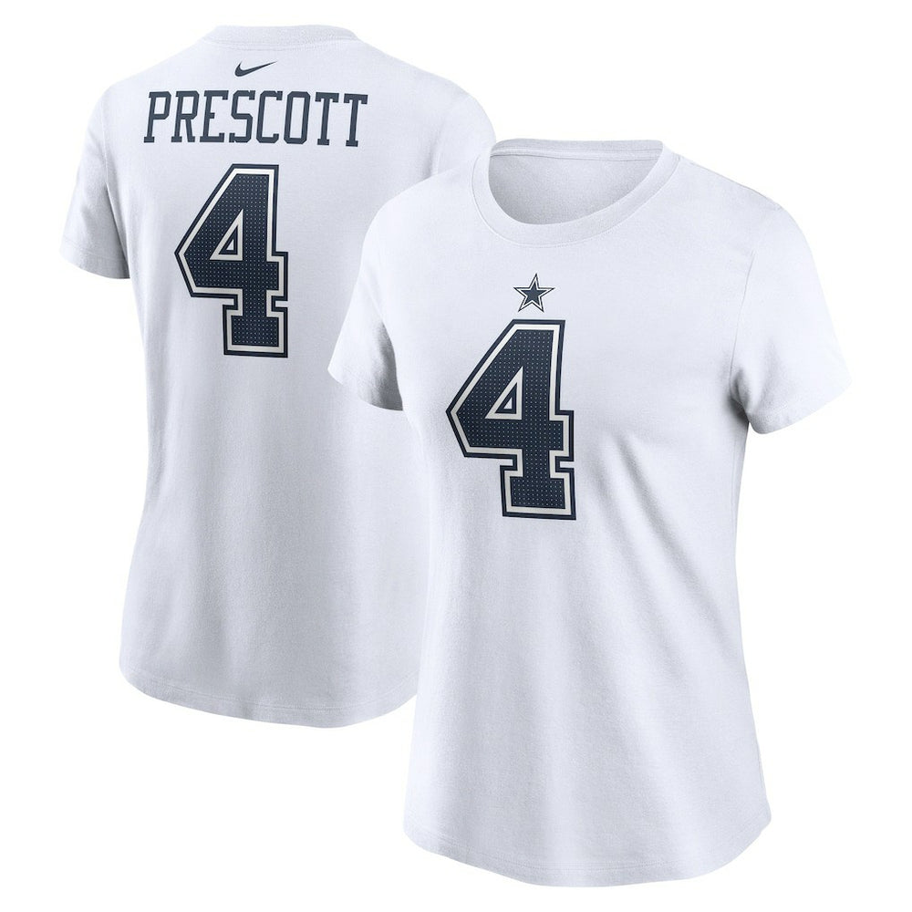 Dak Prescott Dallas Cowboys Women's Player Name & Number T-Shirt - White - Nike
